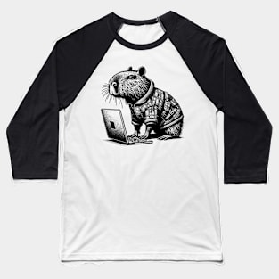 Punk Rock Goth Capybara on Computer Vintage Style Baseball T-Shirt